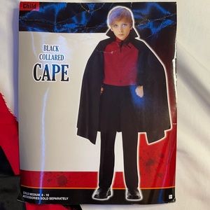 LIQUIDATION SALE Black Collared Cape Halloween Costume Child Medium 8-10